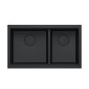QUADRON | LOGAN 120 | granitowy zlewozmywak kuchenny PURE CARBON + CZARNY MAT | wymiar: 76 x 45 x 23,5 cm | 2-komorowy wpuszczany | podbudowa szafki od: 80 cm HQL7645U7BLMI